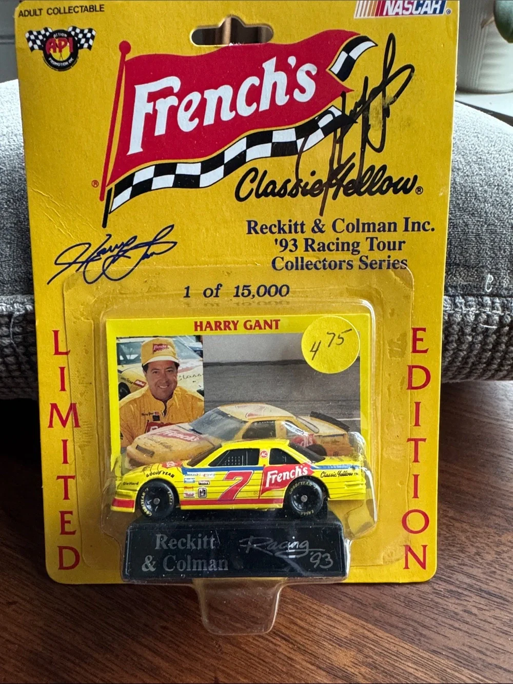 AUTOGRAPHED- Race Car - Yellow Harry Gant #7 Collectible